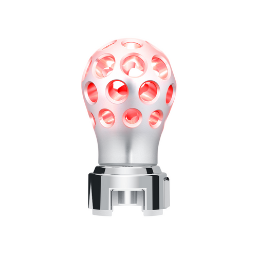 Thread-On Annodized Phoenix Style Ball Gearshift Knob With LED 13/15/18 Speed Adapter-Red LED
