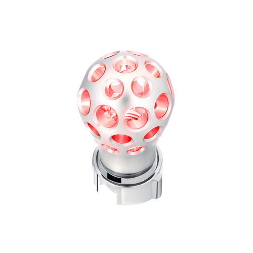 Thread-On Annodized Phoenix Style Ball Gearshift Knob With LED 13/15/18 Speed Adapter-Red LED