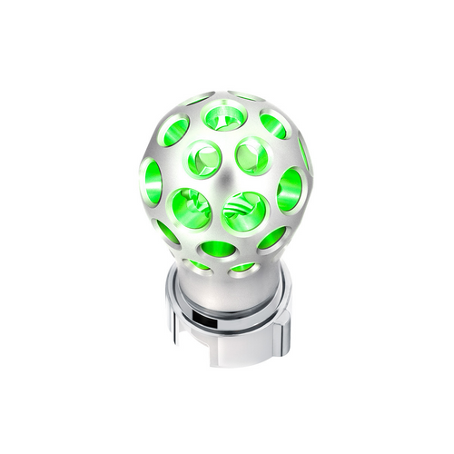 Thread-On Annodized Phoenix Style Ball Gearshift Knob With LED 13/15/18 Speed Adapter-Green LED