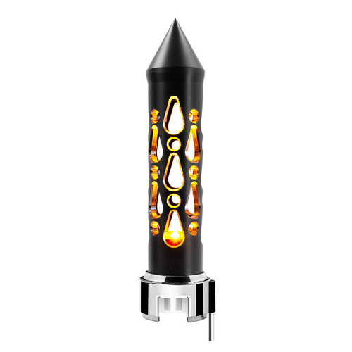 Thread-On Brooklyn Style Spike Gearshift Knob With LED 13/15/18 Speed Adapter-Matte Black/Amber LED