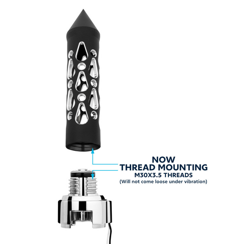 Thread-On Brooklyn Style Spike Gearshift Knob With LED 13/15/18 Speed Adapter-Matte Black/Amber LED