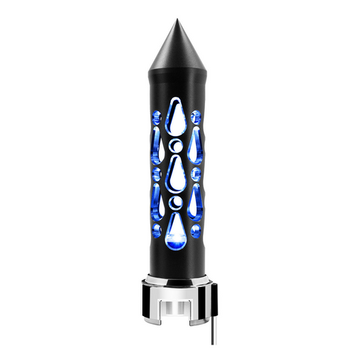 Thread-On Brooklyn Style Spike Gearshift Knob With LED 13/15/18 Speed Adapter-Matte Black/Blue LED