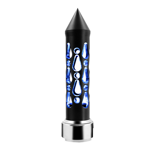 Thread-On Brooklyn Style Spike Gearshift Knob With LED 13/15/18 Speed Adapter-Matte Black/Blue LED
