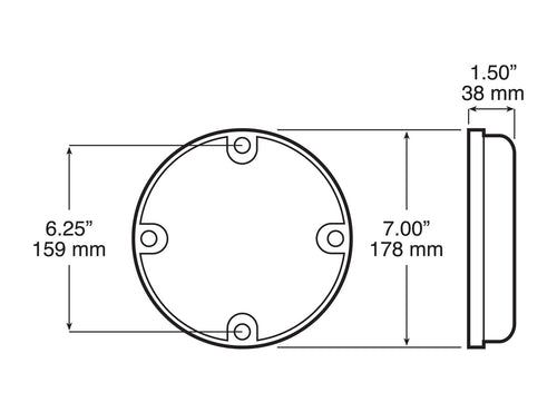 Peterson Surface-Mount 7 inch Round Stop / Turn / Tail Light Surface Mount