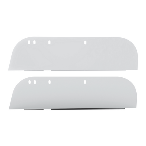 430 Stainless Steel 8" Chop Top Window Trim For 2005+ Peterbilt Trucks With Door Mounted Mirror (Pair)