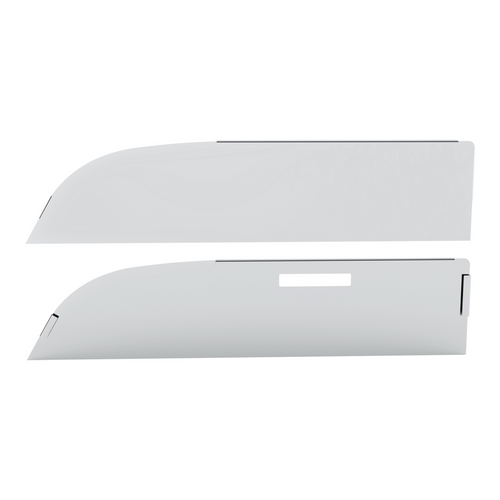 430 Stainless Steel 8" Chop Top Window Trim For 2012-2017 Kenworth T680 & T880 With Convex Mirror (Pair)