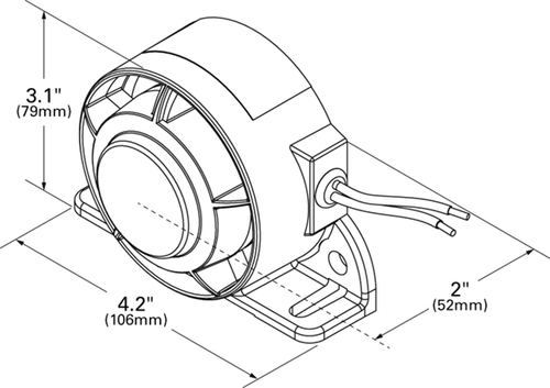 Grote Reverse Mounted Speaker, Self Adjusting, 87dB to 107dB, 12V/24V Standard Tone Backup Alarm
