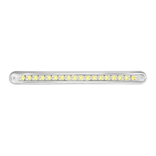 Grand General 12″ Surface Mount Pearl Marker & Turn LED Light Bar Amber/Clear With Chrome Plastic Base
