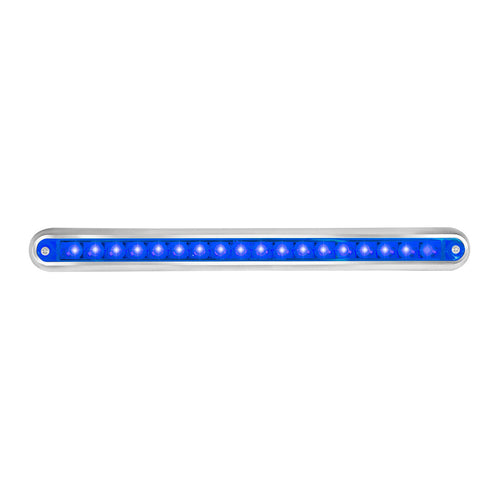 12″ Surface Mount Pearl Marker & Turn LED Light Bar Blue/Blue with Chrome Plastic Base