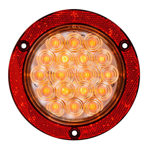 4” Led With Reflector Ring Flange Mount Light Amber Clear