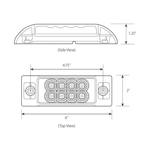 Rectangular LED Marker & Turn Light Size: 6" L x 2" W x 1-5/8" H