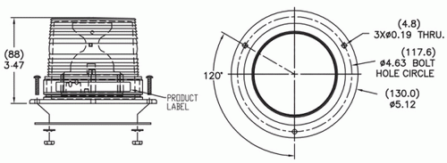 Grote Class III, Permanent Mount, Tall Lens Voltage: 12/72V