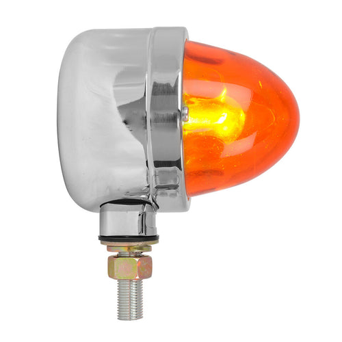 Dark Amber Single Face Chrome Die Cast Auxiliary Light with Glass Lens