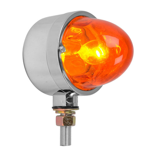 Dark Amber Single Face Chrome Die Cast Auxiliary Light with Glass Lens