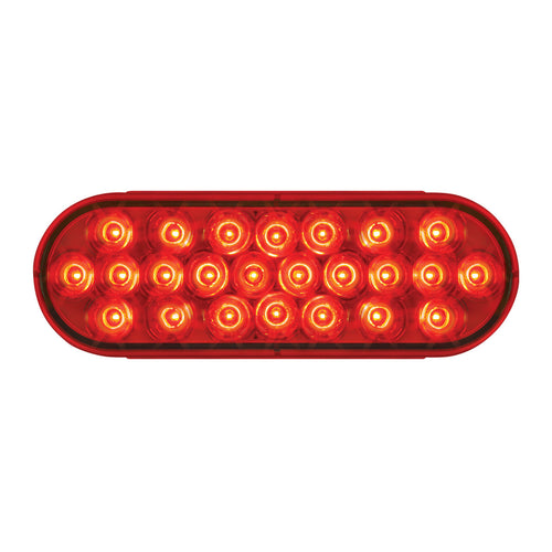 Red/Red Pearl Series Oval LED Light 24 LEDs - 12V Size: 6-1/2" L x 2-5/16" W x 1" H