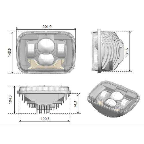5x7” PROJECTOR LED HEADLIGHT - BLACK (DRL & TURN SIGNALS)