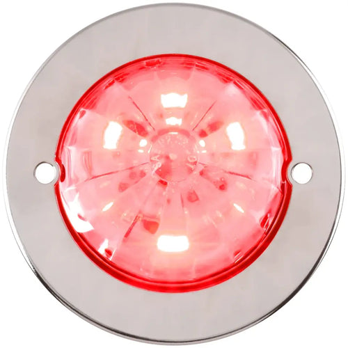 Grand General Red/Clear 2" Watermelon Surface Mount LED Light with Stainless Steel Bezel