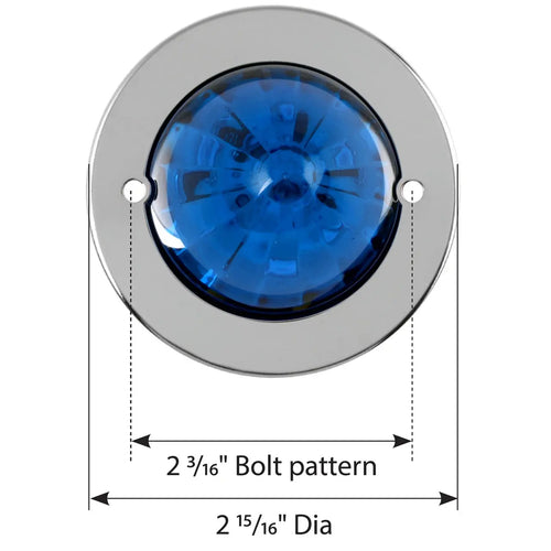 Grand General Blue/Blue 2" Watermelon Surface Mount LED Light with Stainless Steel Bezel