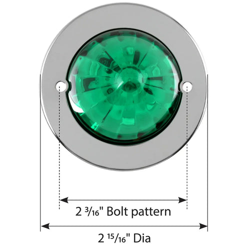 Grand General Green/Green 2" Watermelon Surface Mount LED Light with Stainless Steel Bezel