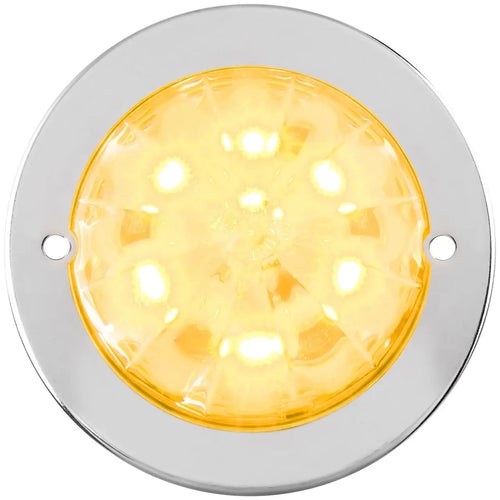 Grand General Amber/Clear 2-1/2" Watermelon Surface Mount LED Light with Stainless Steel Bezel
