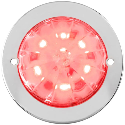 Grand General Red/Clear 2-1/2" Watermelon Surface Mount LED Light with Stainless Steel Bezel