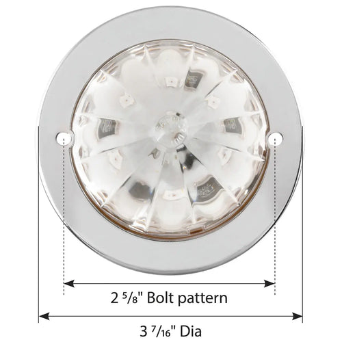 Grand General White/Clear 2-1/2" Watermelon Surface Mount LED Light with Stainless Steel Bezel