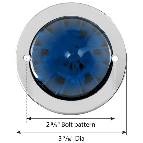 Grand General Blue/Blue 2-1/2" Watermelon Surface Mount LED Light with Stainless Steel Bezel