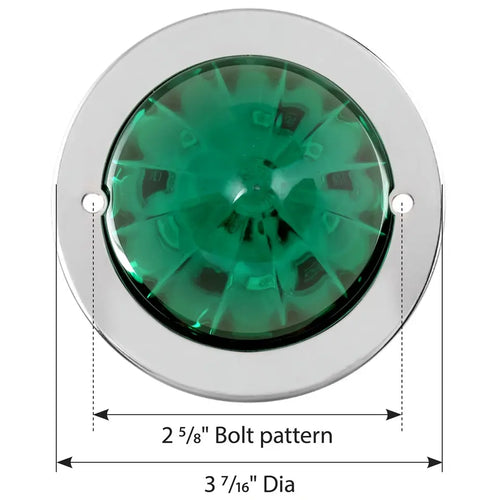 Grand General Green/Green 2-1/2" Watermelon Surface Mount LED Light with Stainless Steel Bezel