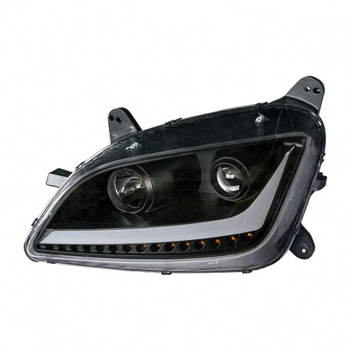 Blackout Projection Headlight with LED Position Light & LED Turn Signal for 2011+ fits Peterbilt 579/587 - Driver