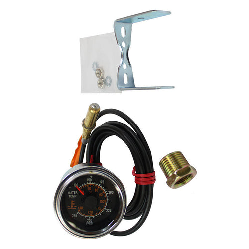 Water Temperature Gauge Mechanical 72in Tube Chrome Bezel 2-1/8in Dashboard Cutout Required Includes Mounting Hardware