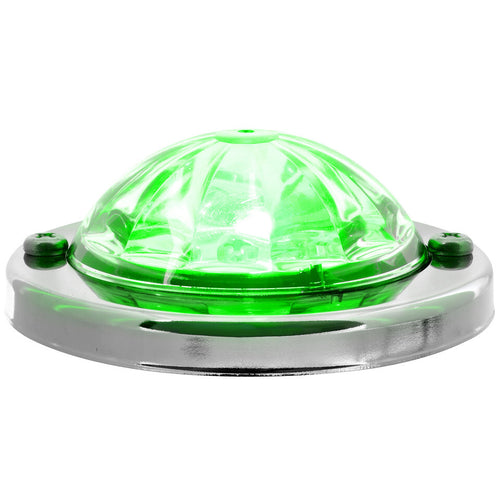 Grand General Green/Clear Mini Super Star Watermelon LED Sealed Light with Stainless Steel Bezel