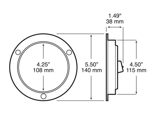 Red/Clear LED Stop/Turn/Tail, Round, Flange 4″ 12V