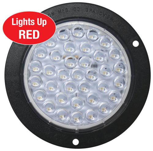 Peterson Red/Clear LED Stop/Turn/Tail, Round, Flange 4″ 12V