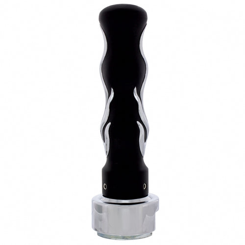 Thread-On Flame Gearshift Knob With Adapter For Eaton Fuller 9/10 Speed - Black With Chrome Flame