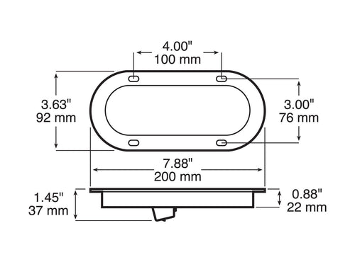 Peterson Lumen X ® Oval AMP Stop Turn Tail & Back-Up Led Light Flange kit