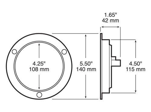 Peterson White Lumen X ® PL3 4 inch Round Back-Up Light Flange kit