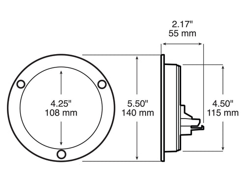 Peterson Single Diode 4 inch Round Back-Up Light Flange, 12V / 24V