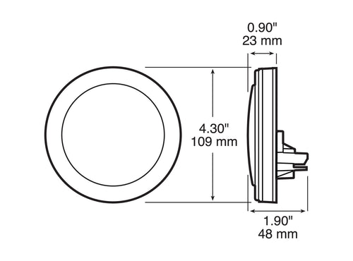 Single Diode PL3 4 inch Round Stop / Turn / Tail Light w/ Reflex
