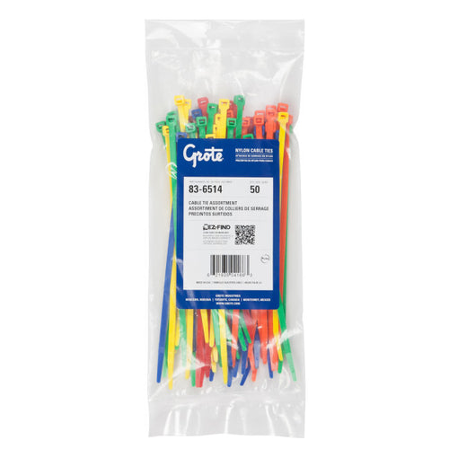 Cable Tie Assortments 50 Lb Tensile Strength Pack Quantity: 50 Length: 8.0"