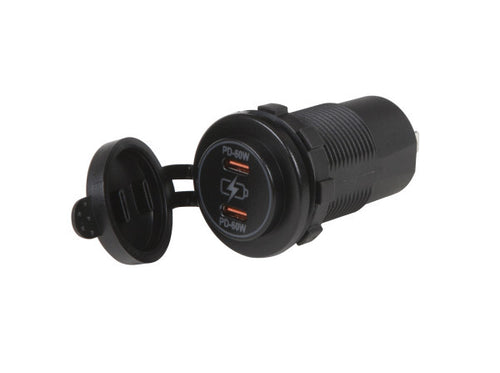 Grote Dual USB Socket, 2 X Type C, Power Delivery, Round, 12/24 V