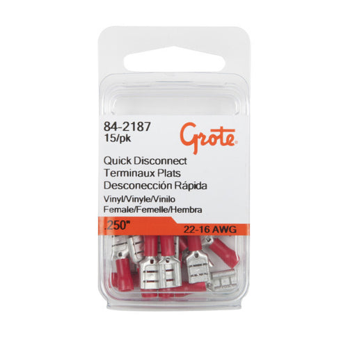 Grote Vinyl Quick Disconnect 22 - 16 Gauge, Female Pack Quantity: 15