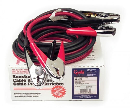 Grote Booster Cable, 2 Ga, 20', 500 Amp, Standard Jaw