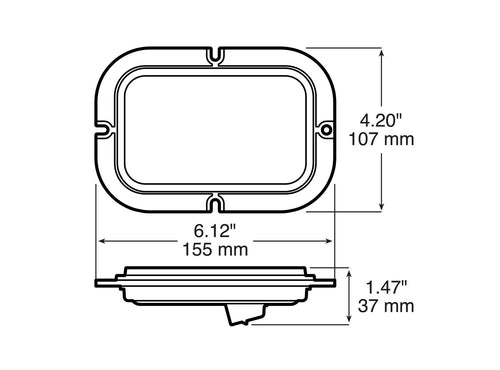 Peterson Rectangular Lumen X ® AMP Stop Turn Tail Led Light Flange Red 12-24V