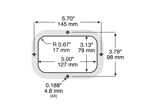 Peterson Rectangular Lumen X ® AMP Stop Turn Tail Led Light Flange Red 12-24V