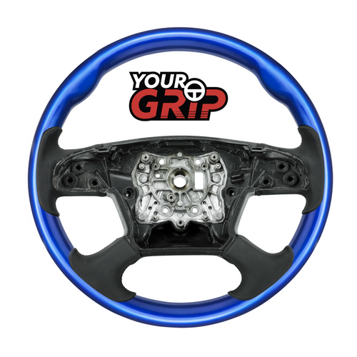18" YourGrip Wood Candy Color Steering Wheel For 2018-2026 Freightliner Cascadia-Indigo Blue