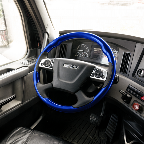 18" YourGrip Wood Candy Color Steering Wheel For 2018-2026 Freightliner Cascadia-Indigo Blue