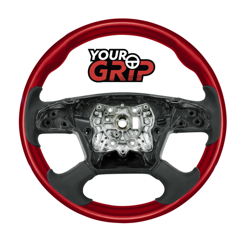 18" YourGrip Wood Candy Color Steering Wheel For 2018-2026 Freightliner Cascadia-Candy Red