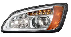 ONLY (HID OPTION) fits Kenworth T660 Chrome Projection Headlight w/ LED Turn Signal & White LED Running Passenger Side