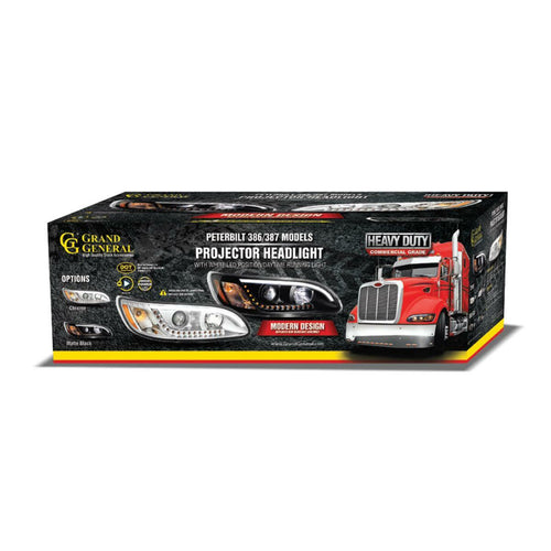 Headlight Fits Peterbilt 386/387 with white high power LED position/daytime running and LED turn signal light