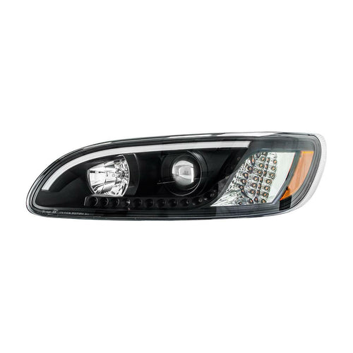 Headlight Fits Peterbilt 386/387 with white high power LED position/daytime running and LED turn signal light